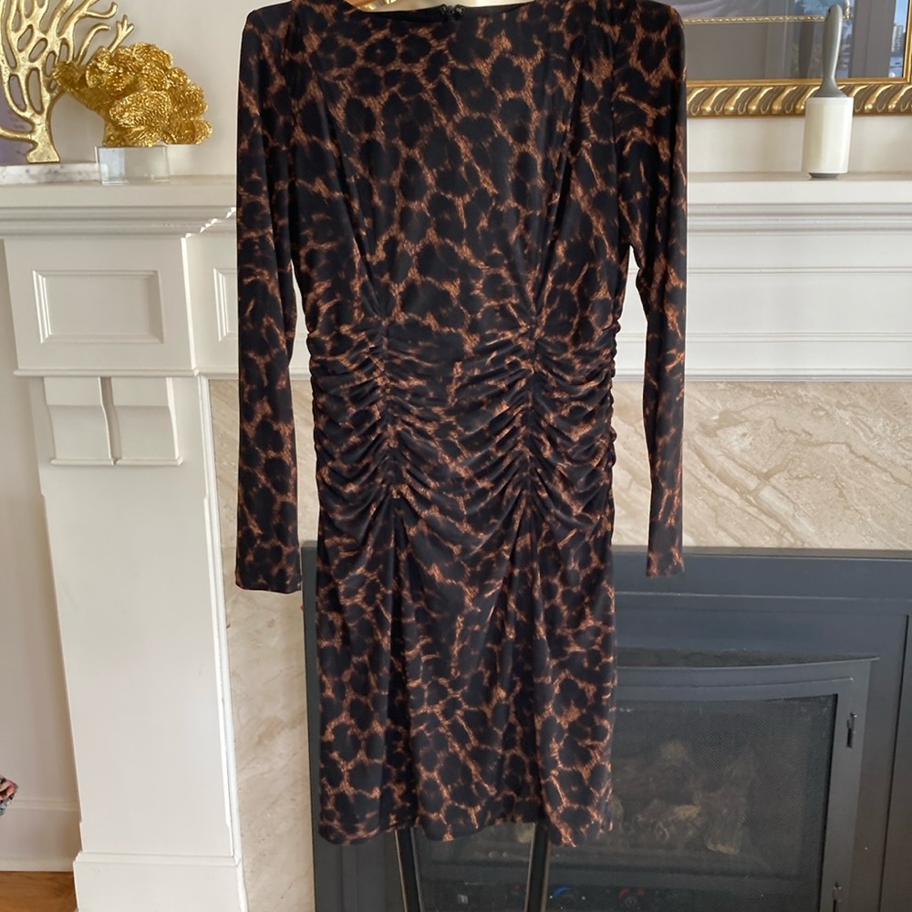 Ralph Lauren Animal Print Dress W Ruching